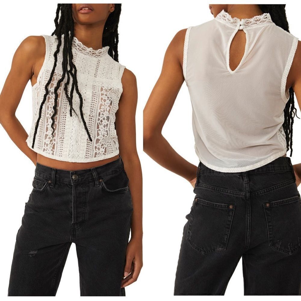 NWT Free People lave crop top White M 